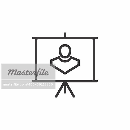 Business icon. Board with the image of a person. Line icon