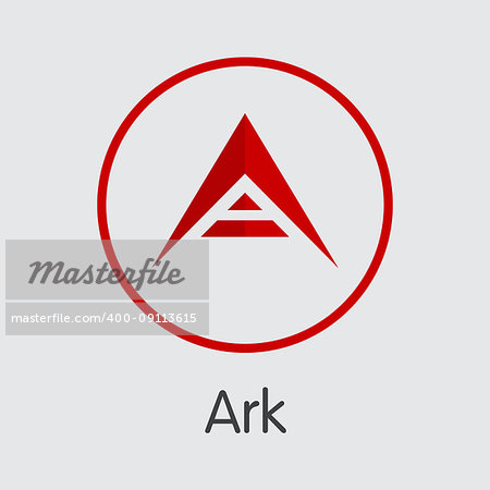 ARK Coin - Vector Icon of Virtual Currency. Criptocurrency Blockchain Icon on Grey Background. Virtual Currency. Vector Trading sign: ARK.