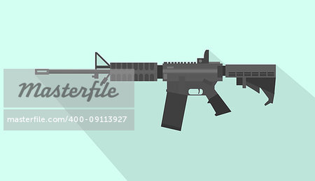 m4 carbine riffle gun with flat style and long shadow vector graphic illustration