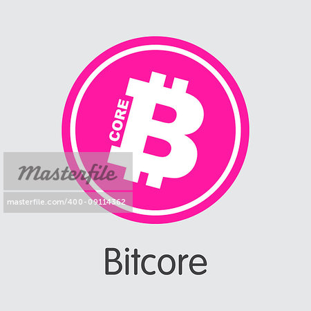 Bitcore - Virtual Currency Coin Image. Vector Sign Icon of Cryptographic Currency Icon on Grey Background. Vector Illustration: BTX.