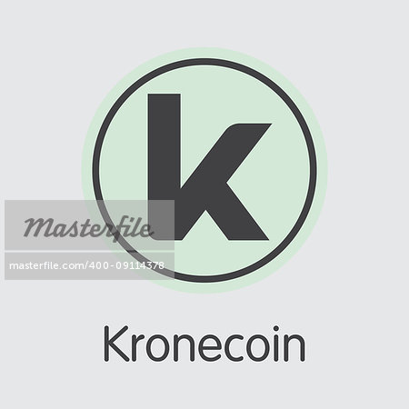 Kronecoin. Digital Currency. KRONE Colored Logo Isolated on Grey Background. Stock Vector Sign Icon.