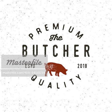 vintage butchery logo. retro styled meat shop emblem, badge, design element, logotype template. vector illustration