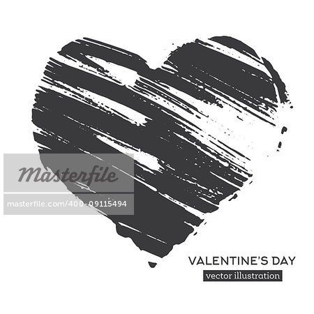 Hand Drawn Calligraphy Heart Isolated on White Background. Vector Illustration.
