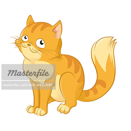 Vector image of orange funny cartoon cat