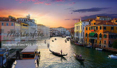 Grand Canal in Venice at the sunset, Italy