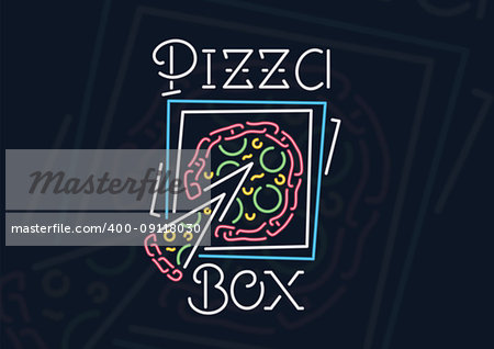 It's a vector illustration about pizza into a box and it's delivery