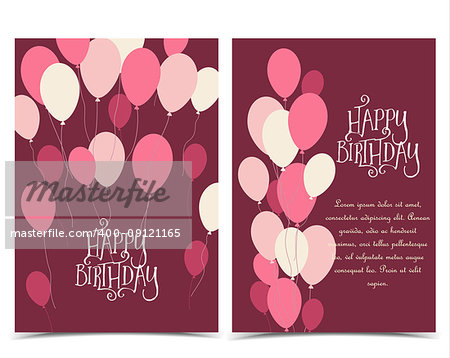 Vector illustration greeting card with flying balloons with place for text. Happy Birthday