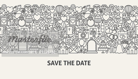 Save the Date Banner Concept. Vector Illustration of Line Web Design.