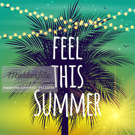Feel This Summer Natural Palm Background Vector Illustration EPS10