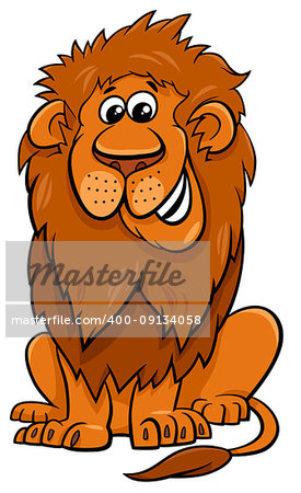 Cartoon Illustration of Lion Wild Cat Animal Character