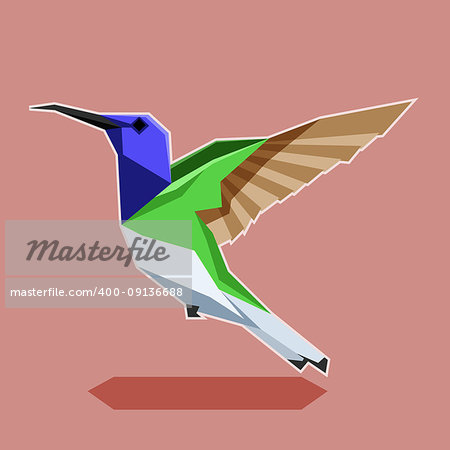 Vector image of the Flat polygonal Hummingbird