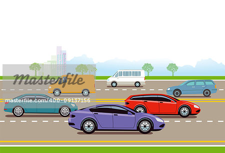 Expressway in the big city illustration