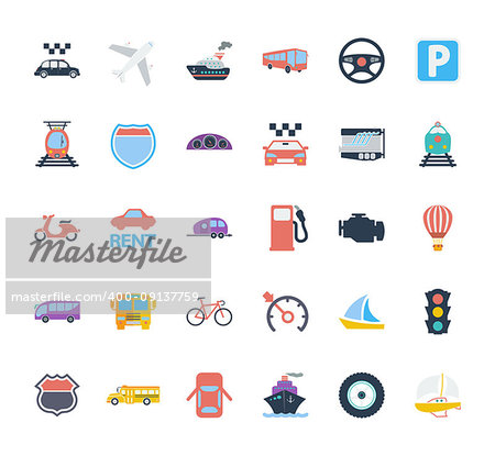 Transportation icons set. Flat vector related icons set for web and mobile applications. It can be used as - logo, pictogram, icon, infographic element. Vector Illustration.