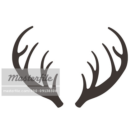 Deer horns illusrtation. Antlers silhouette icon. Hunting trophies.