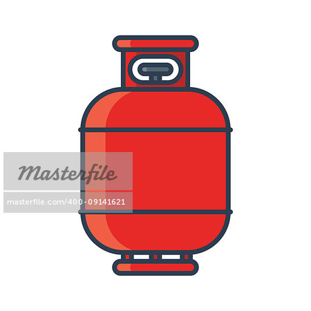 Flammable gas tank icon. Propane, butane, methane gas tank. Flat line vector illustration.