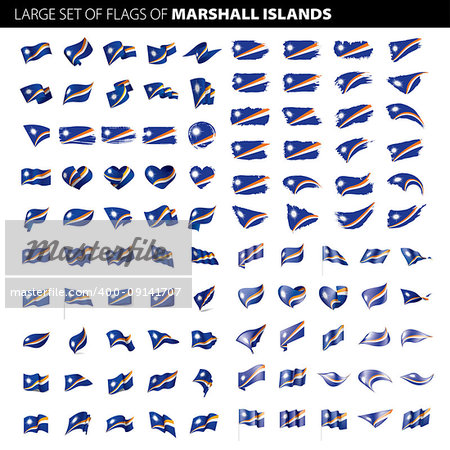 Marshall Islands flag, vector illustration on a white background. Big set