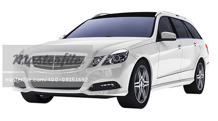 Large white family business car with a sporty and at the same time comfortable handling. 3d rendering