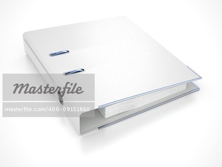 White File Folder Isolated on White. 3d Illustration.