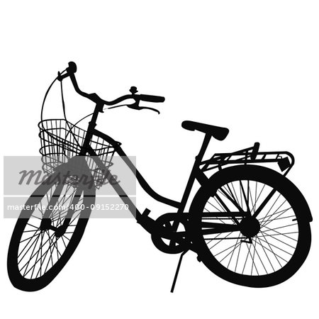 Silhouette of Bicycle on white background