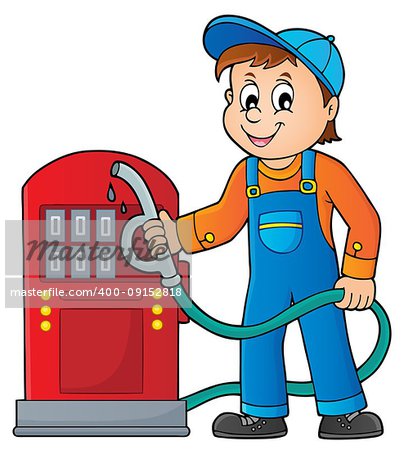 Gas station worker theme 1 - eps10 vector illustration.