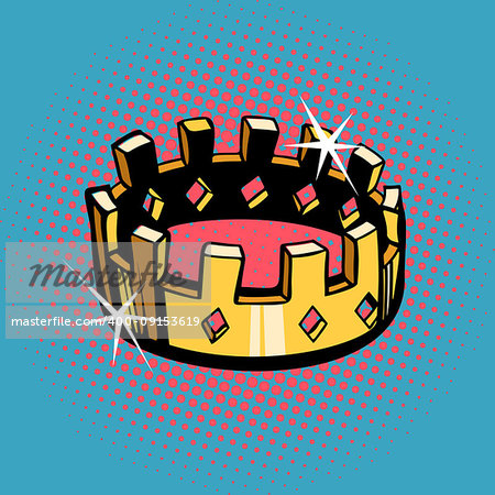 Golden crown, state power. Pop art retro vector illustration kitsch vintage