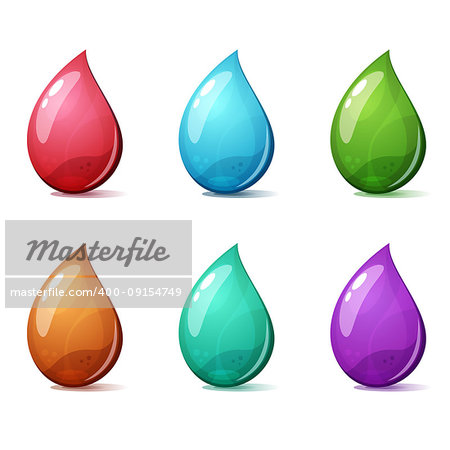 Set cartoon icon - blue, pink, green, yellow Vector eps 10