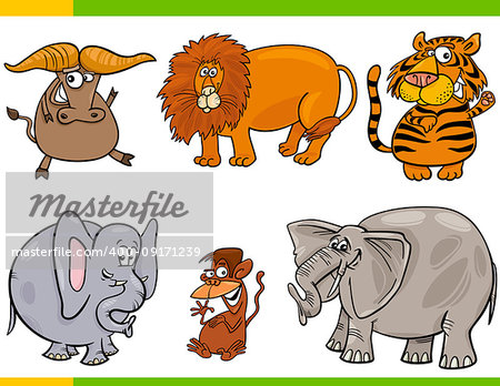 Cartoon Illustration of Animals Species Characters Set