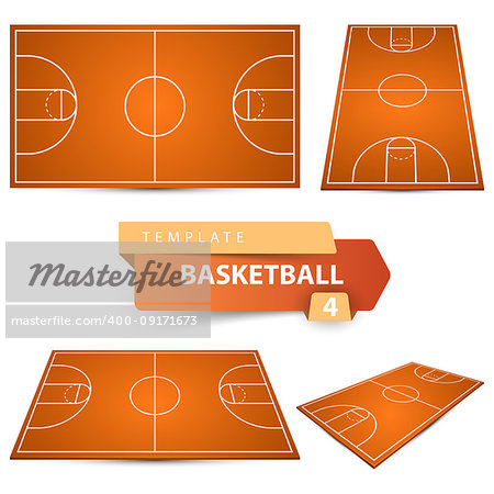 Basketball court. Four items sport template. Vector eps 10