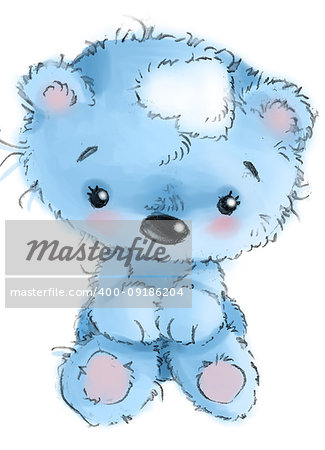 Cute teddy bear character sitting, cartoon, illustration isolated on white background.