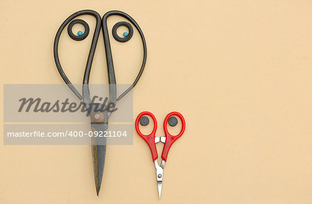 Old and new, young scissors concept
