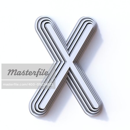 Three steps font letter X 3D render illustration isolated on white background