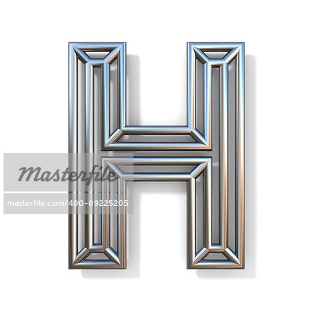 Wire outline font letter H 3D rendering illustration isolated on white background
