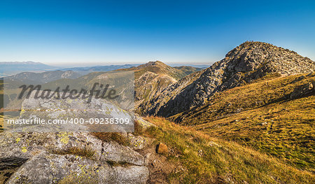 Mountain Landscape. Mount Chopok with Mount Dumbier in Background. Low Tatras, Slovakia. View Towards East.