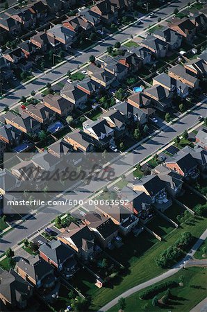 Aerial View of Residential Area, Brampton, Ontario, Canada