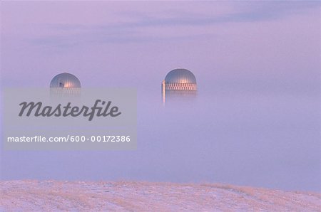 Silo's, in the Fog, Alberta, Canada