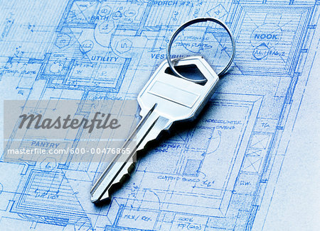 Close-Up of Key and Blueprint