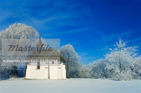 Chapel and Trees with Hoarfrost Schura, Germany