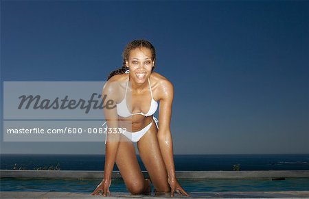 Woman Getting Out Of Swimming Pool - Stock Photo - Masterfile - Premium  Royalty-Free, Artist: Masterfile, Code: 600-00823332
