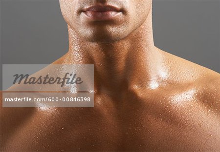 Close-up of Man's Collarbone