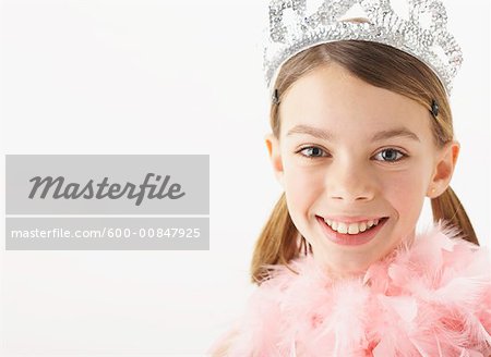 Portrait of Girl in Boa and Tiara