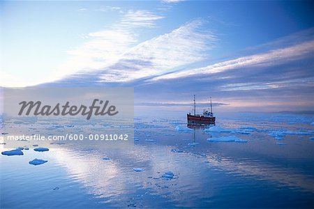 Boat at Ilulissat Ice Fjord, Greenland