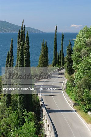 Winding Road along Shore, Lago di Garda, Italy