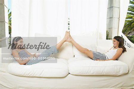 Girls Playing on Couch