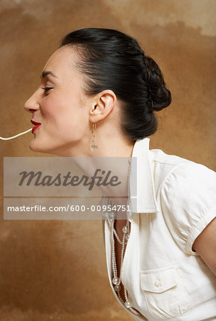 Woman Being Fed Pasta