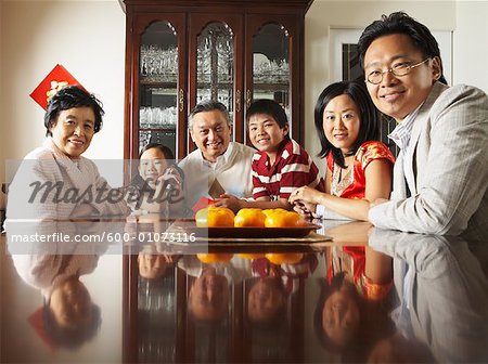 Portrait of Family around Dining Table