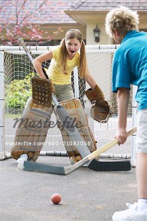 Children Playing Street Hockey