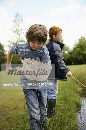Boys Fishing in Pond