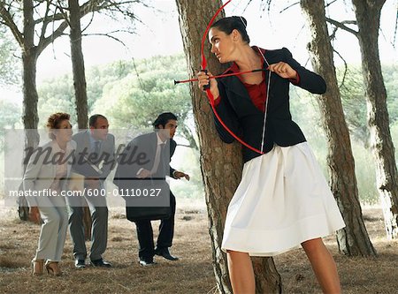Businesswoman Hunting Business People