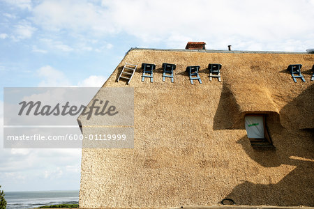 Unfinished Thatched Roof on a House, Sylt, Germany