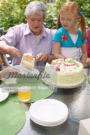 Grandmother and Granddaughter at Birthday Party